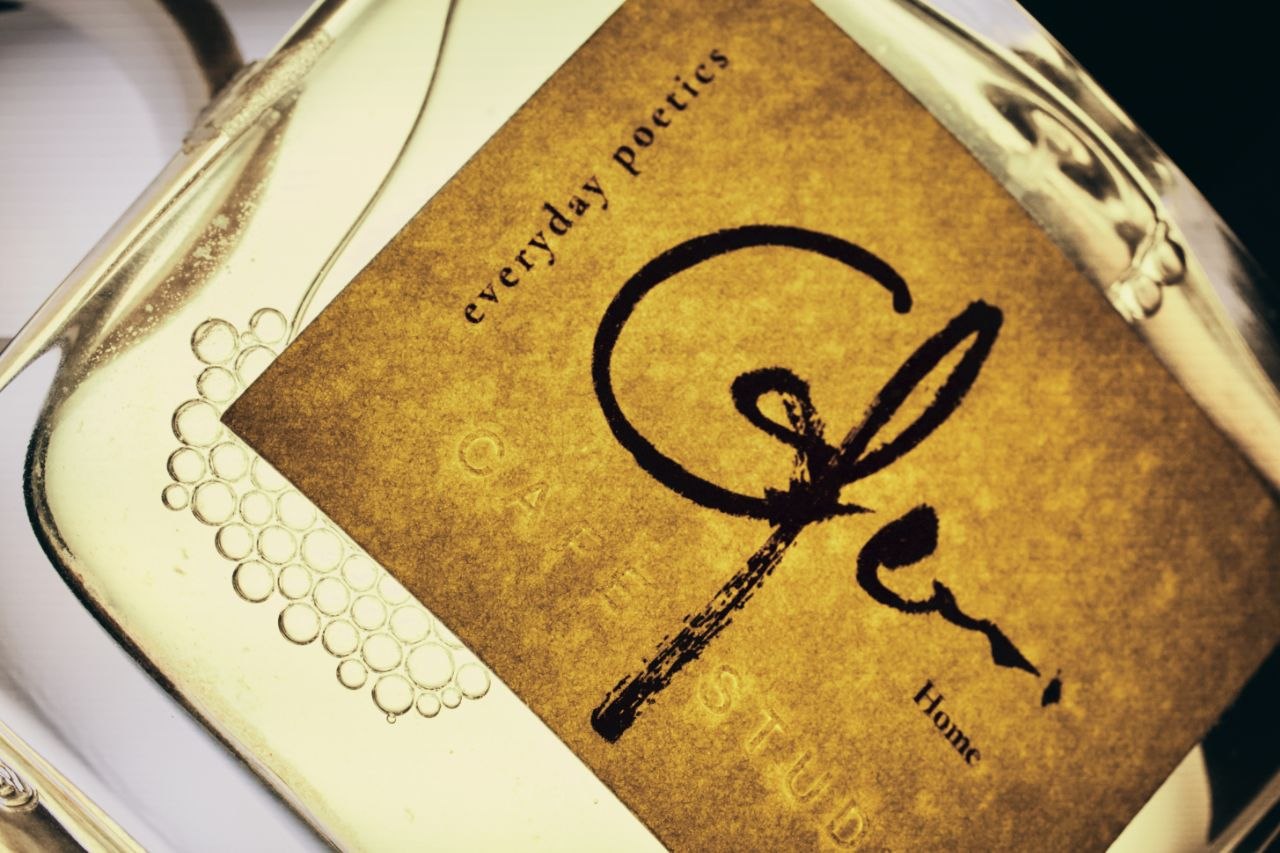 Everyday Poetics fragrance bottle label close up.